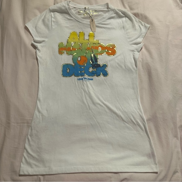 Y2K Vintage Victorias Secret White Graphic Tee shirt - Picture 1 of 3
